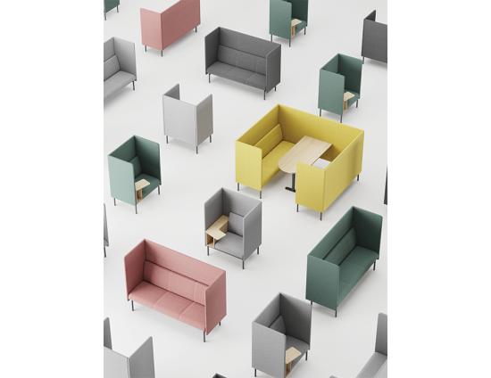 Bond Section 2 Seat Corner Cut High Backboard with High Bar Table
