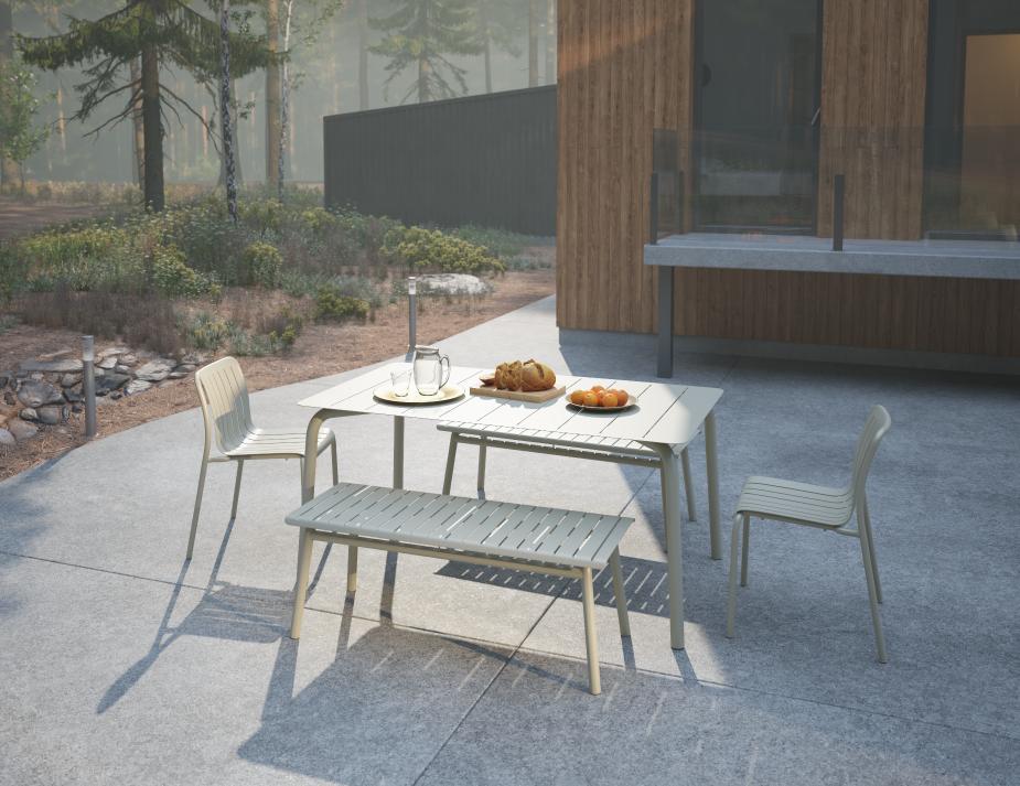 L 1 Roku Diningset120benches Latte