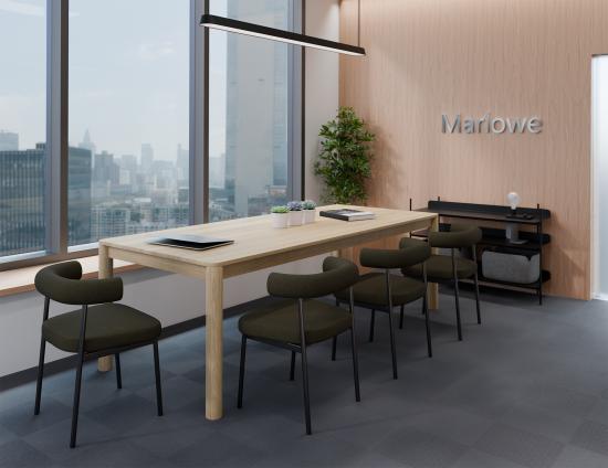 Marlowe Dining Chair - Black Legs - Forest Green Fabric 