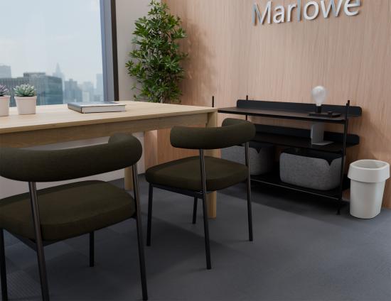 Marlowe Dining Chair - Black Legs - Forest Green Fabric 