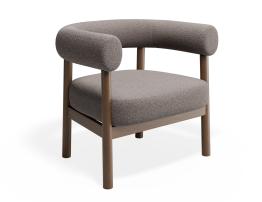 Marlowe Occasional Chair - Brown Wood Legs - Oyster Grey Fabric