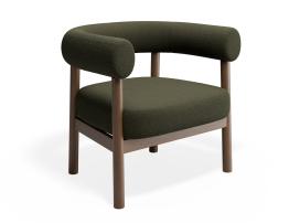 Marlowe Occasional Chair - Brown Wood Legs - Hunter Green Fabric