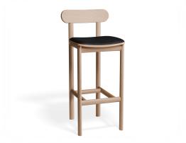 Zara Stool / 75cm / Natural Frame / Black PU Seat image