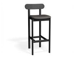 Zara Stool / 75cm / Black Frame / Grey PU Seat image