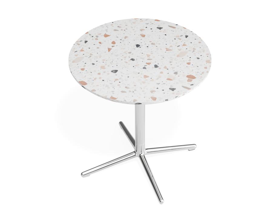 P 4 Place Cafetable 700dia Terrazzo Chrome