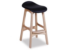 Scandi Stool - Natural - Black Leather ***Clearance***