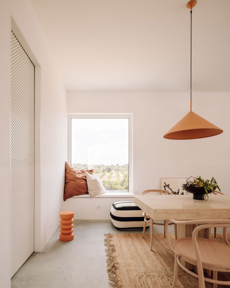 Spacious dining area with wooden dining chair