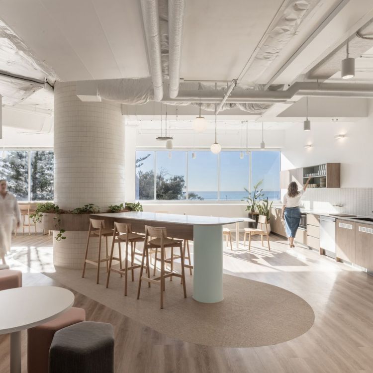 Spacious and bright interior featuring a modern kitchen area