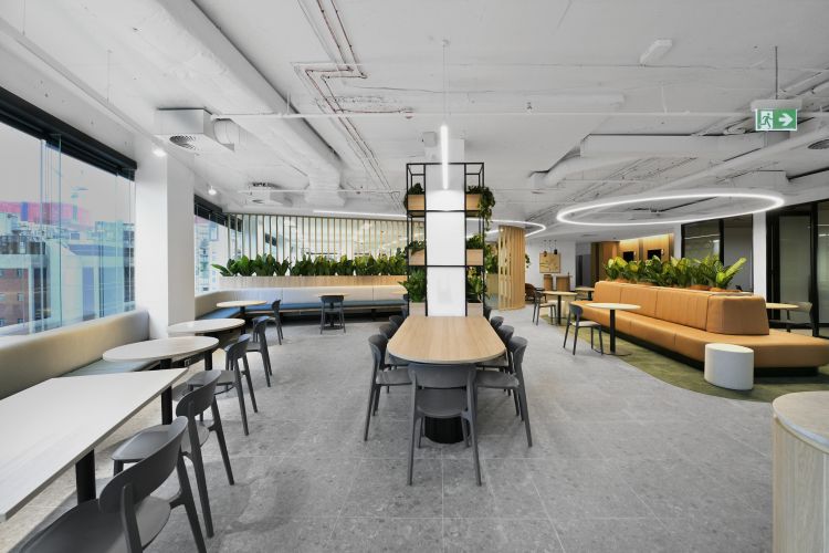 A bright and airy office dining space 