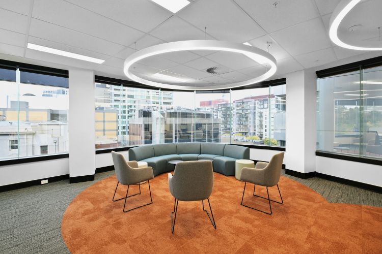 A cozy office lounge area 