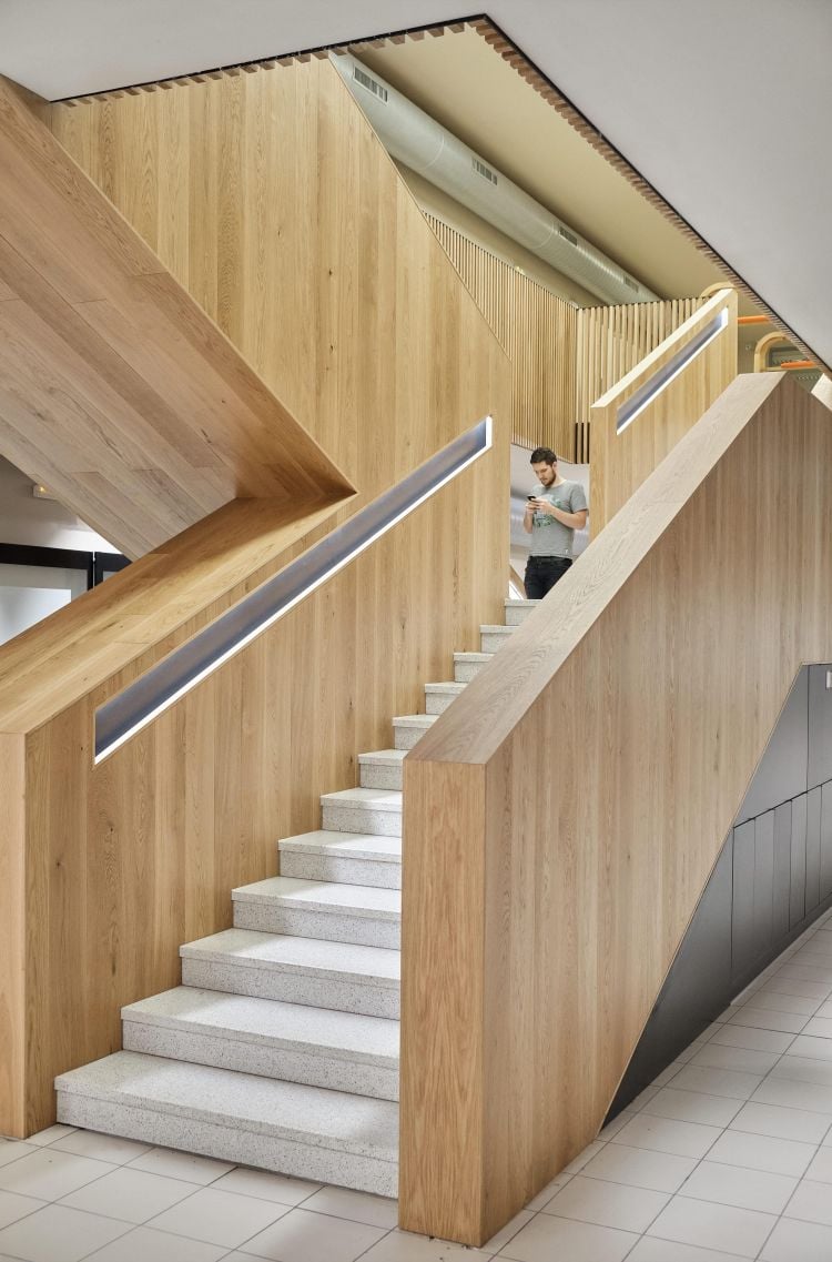 Modern wooden staircase