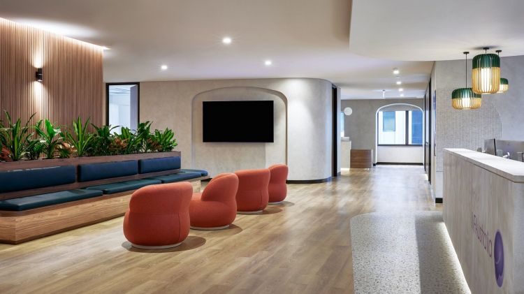 Spacious clinic waiting area.