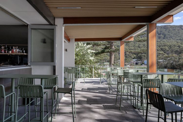 High bar stools and tables