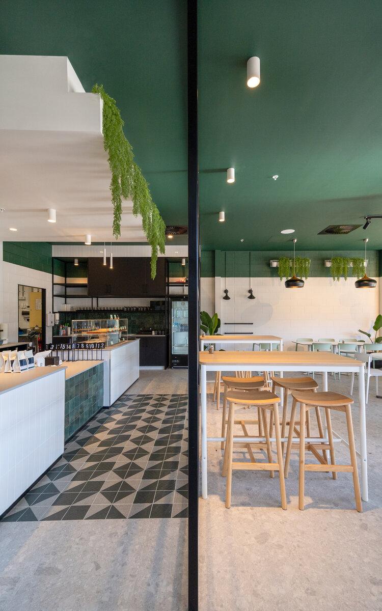 Modern café with plants