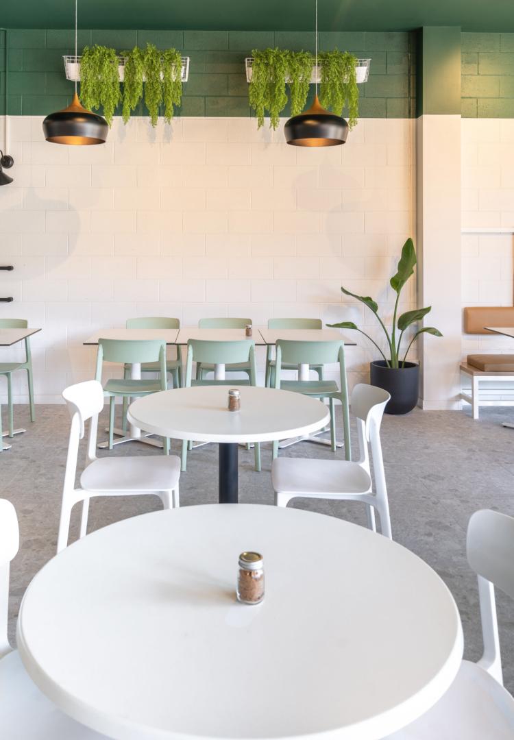 White dining tables and chairs