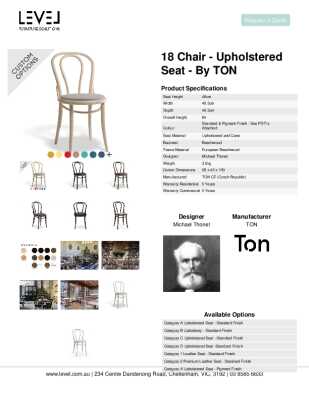 Tear Sheet: 18 Chair - Upholstered Seat - by TON