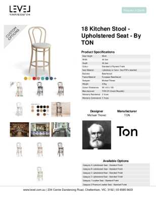 Tear Sheet: 18 Kitchen Stool - Upholstered Seat - by TON
