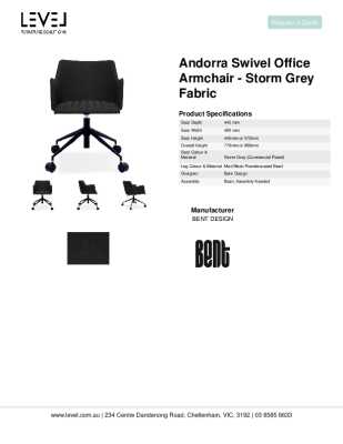 Tear Sheet: Andorra Swivel Office Armchair - Storm Grey Fabric