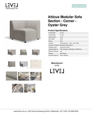 Tear Sheet: Atticus Modular Sofa Section - Corner - Oyster Grey