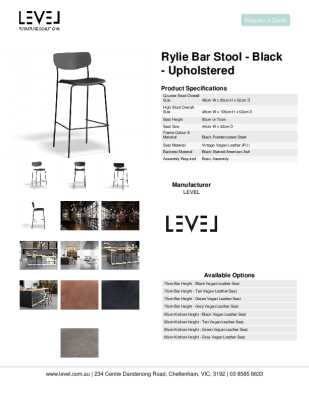 Tear Sheet: Rylie Bar Stool - Black - Upholstered
