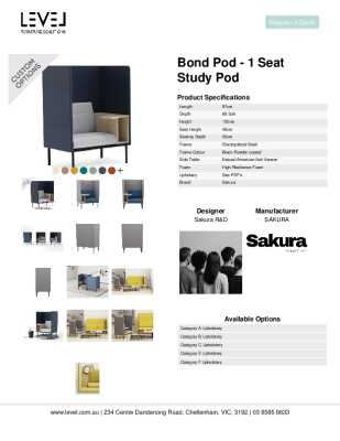 Tear Sheet: Bond Pod - 1 Seat Study Pod