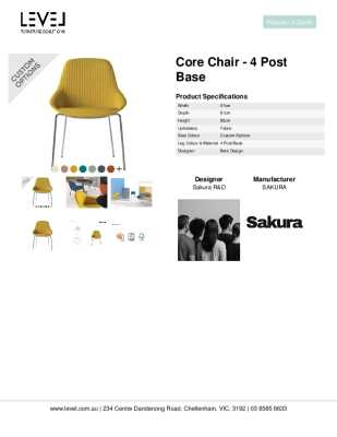 Tear Sheet: Core Chair - 4 Post Base