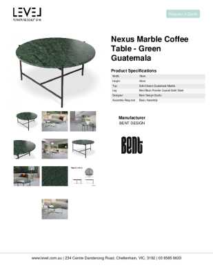 Tear Sheet: Nexus Marble Coffee Table - Green Guatemala