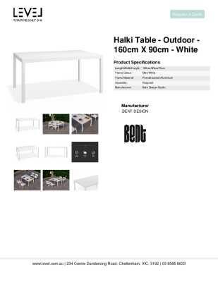 Tear Sheet: Halki Table - Outdoor - 160cm x 90cm - White 