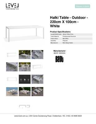 Tear Sheet: Halki Table - Outdoor - 220cm x 100cm - White 