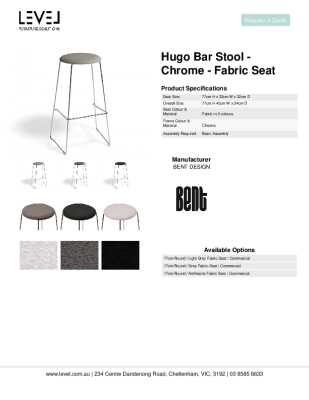 Tear Sheet: Hugo Bar Stool - Chrome - Fabric Seat