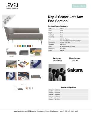 Tear Sheet: Kap 2 Seater Left Arm End Section
