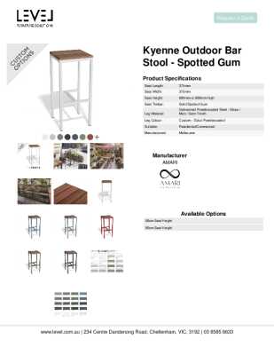 Tear Sheet: Kyenne Outdoor Bar Stool - Spotted Gum