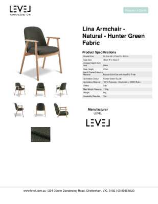 Tear Sheet: Lina Armchair - Natural - Hunter Green Fabric 