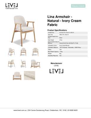 Tear Sheet: Lina Armchair - Natural - Ivory Cream Fabric 