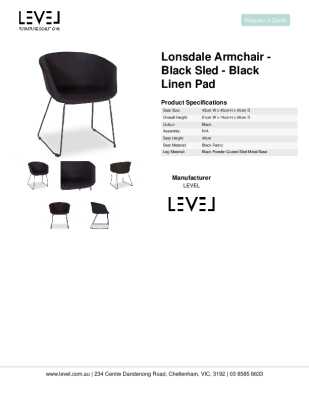 Tear Sheet: Lonsdale Armchair -  Black Sled - Black Linen Pad 