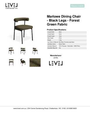 Tear Sheet: Marlowe Dining Chair - Black Legs - Forest Green Fabric 