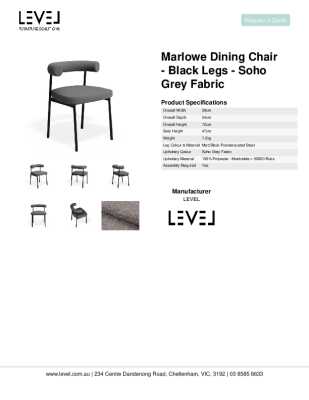 Tear Sheet: Marlowe Dining Chair - Black Legs - Soho Grey Fabric 