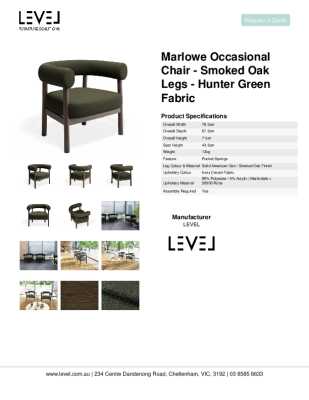 Tear Sheet: Marlowe Occasional Chair - Smoked Oak Legs - Hunter Green Fabric