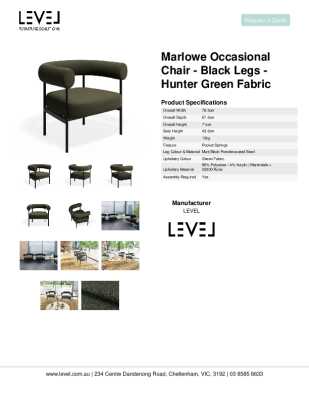 Tear Sheet: Marlowe Occasional Chair - Black Legs - Hunter Green Fabric