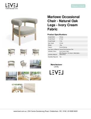 Tear Sheet: Marlowe Occasional Chair - Natural Oak Legs - Ivory Cream Fabric