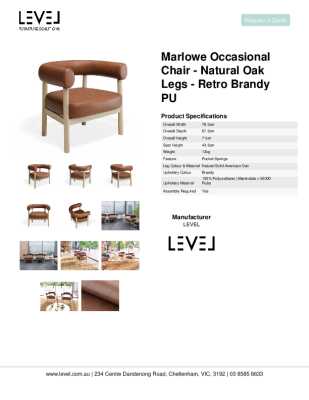 Tear Sheet: Marlowe Occasional Chair - Natural Oak Legs - Retro Brandy PU