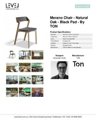 Tear Sheet: Merano Chair - Natural Oak - Black Pad - by TON