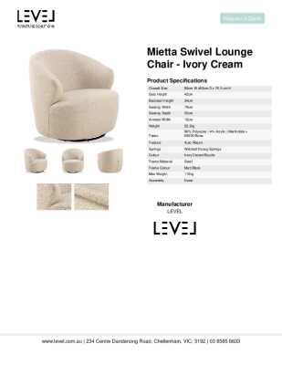 Tear Sheet: Mietta Swivel Lounge Chair - Ivory Cream