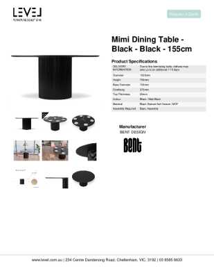 Tear Sheet: Mimi Dining Table - Black - Black - 155cm