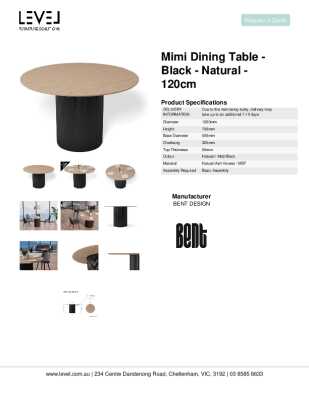 Tear Sheet: Mimi Dining Table - Black - Natural - 120cm 