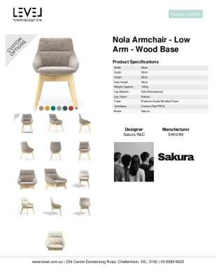 Tear Sheet: Nola Armchair - Low Arm - Wood Base