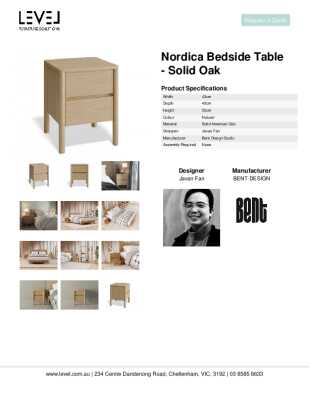 Tear Sheet: Nordica Bedside Table - Solid Oak