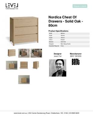 Tear Sheet: Nordica Chest of Drawers - Solid Oak - 80cm