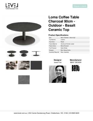 Tear Sheet: Loma Coffee Table Charcoal 90cm - Outdoor - Basalt Ceramic Top