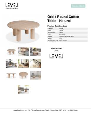 Tear Sheet: Orbix Round Coffee Table - Natural